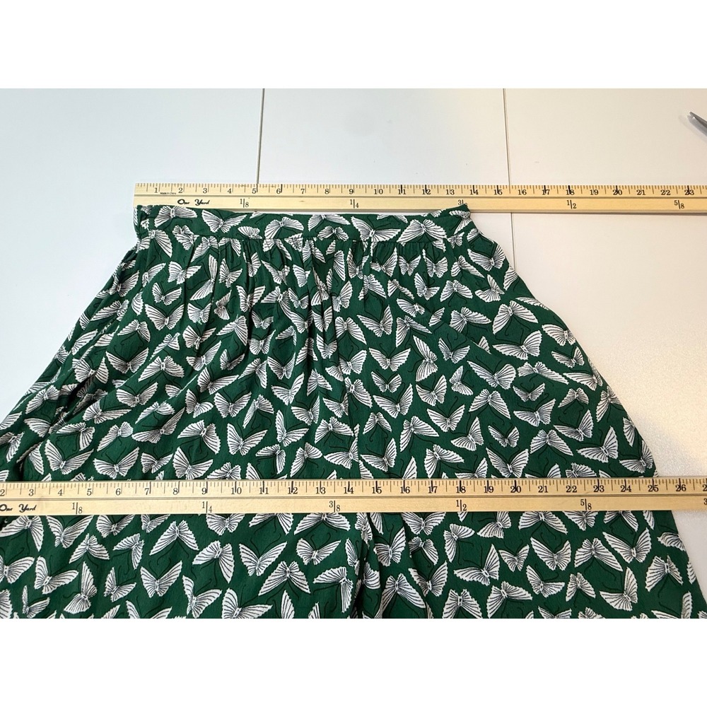 Maeve Acker Wide Leg Pants Womens XS S Green Butterfly Print Anthropologie - Picture 6 of 11